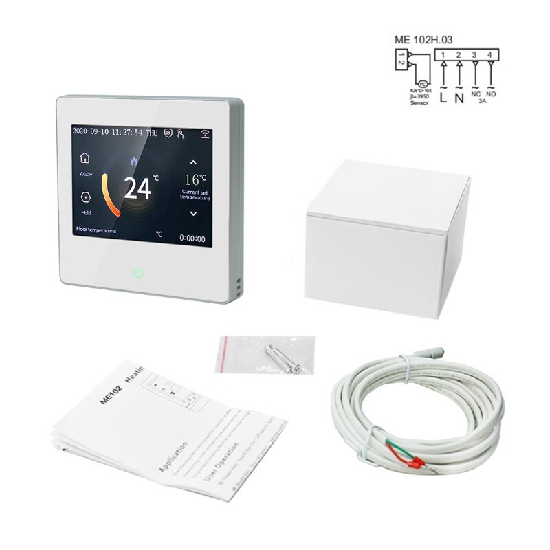 Intelligent wifi berøringsskærm varme termostat smart højttaler stemmestyring 91ad: S-wh