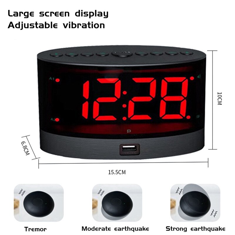 Extra Loud Alarm Clock with Wireless Bed Shaker,Vibrating Dual Alarm Clock for Heavy Sleepers, Deaf and Hearing-Impaired