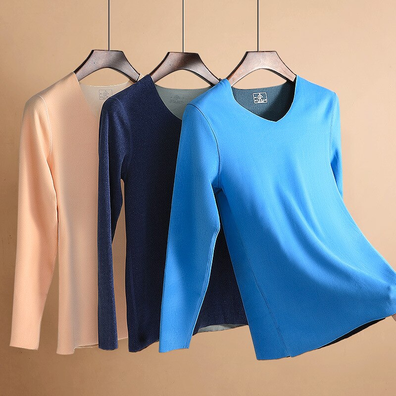 Camicie termiche per uomo canottiera in pile senza cuciture intimo termico invernale da uomo manica lunga Top intimo termico riscaldato cotone