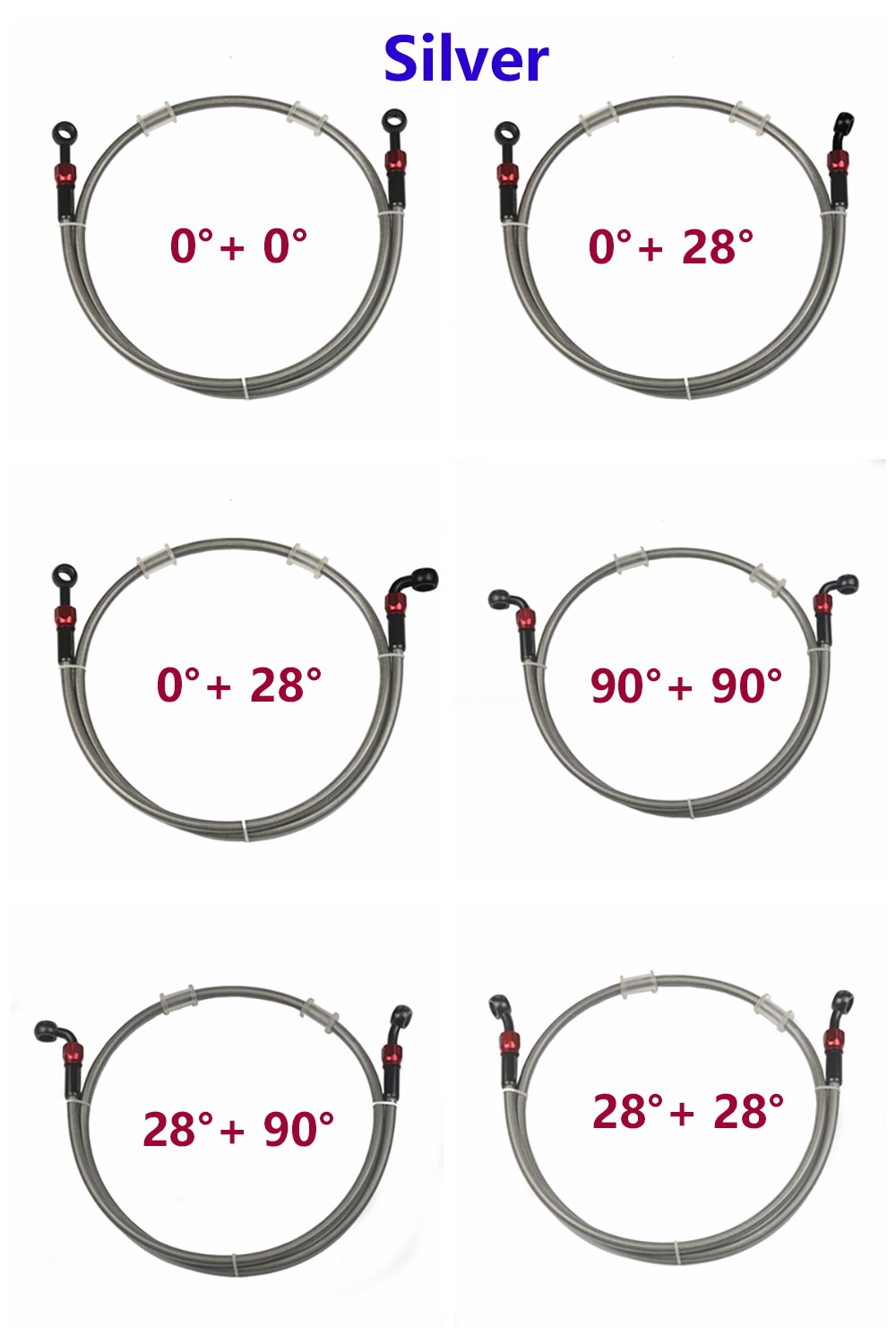 Universal 400mm - 2200mm Motorcycle Hydraulic Brake Hose Line Cable 28 degrees 10mm Banjo Pipe Line Braided oil hose