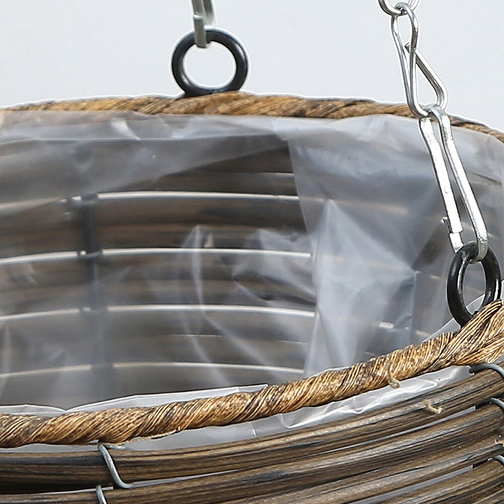 Hanging Pots Plant Basket Adornment 20*12cm 3 Colors Rural Style Plastic+iron Home And Garden Durable Flowerpot