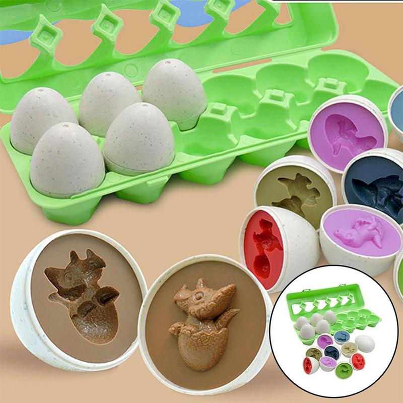 12 Stks/set Simulatie Ei Speelgoed Slimme Ei Bijpassende Twisted Interessant Voor Kinderen Educatief Ei Dinosaurus Eieren Kerstcadeaus