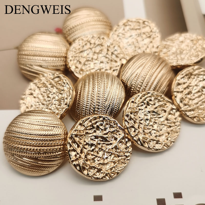 Botones de Metal dorados simples a la para ropa, abrigo, chaqueta, accesorios de costura, botones de costura, , suministros para manualidades DIY, 6 uds.