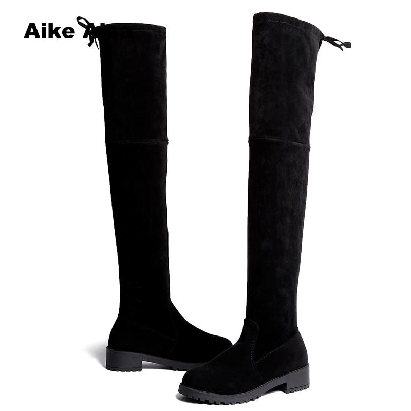 Größe 35-41 Winter Über Das Knie Stiefel Frauen strecken Stoff Oberschenkel Hohe sexy Frau Schuhe Lange Bota Feminina zapatos de mujer #66