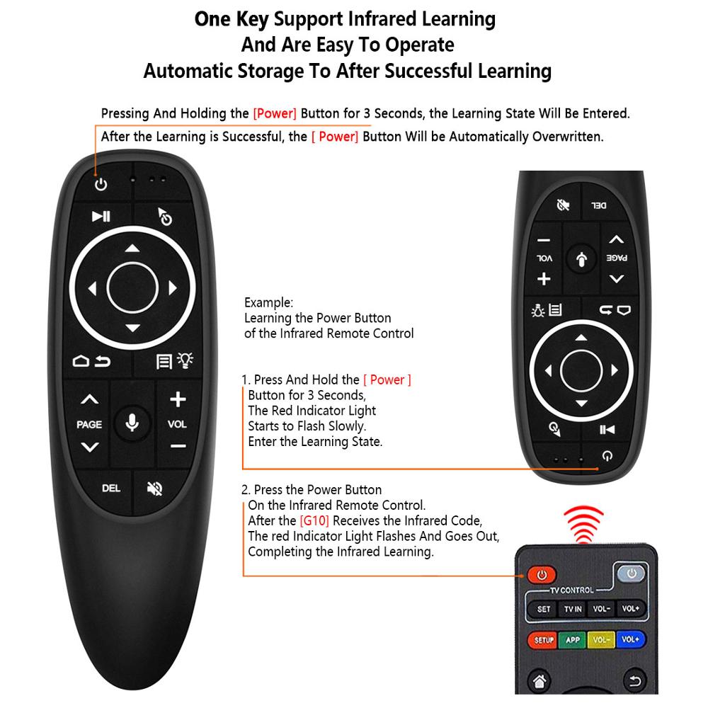 Control de voz G10S Pro, mandno a distancia con sensor giroscopio, Air Mouse, miniteclado inalámbrico, inteligente, retroiluminado, para Android, decodificador, PC, G10