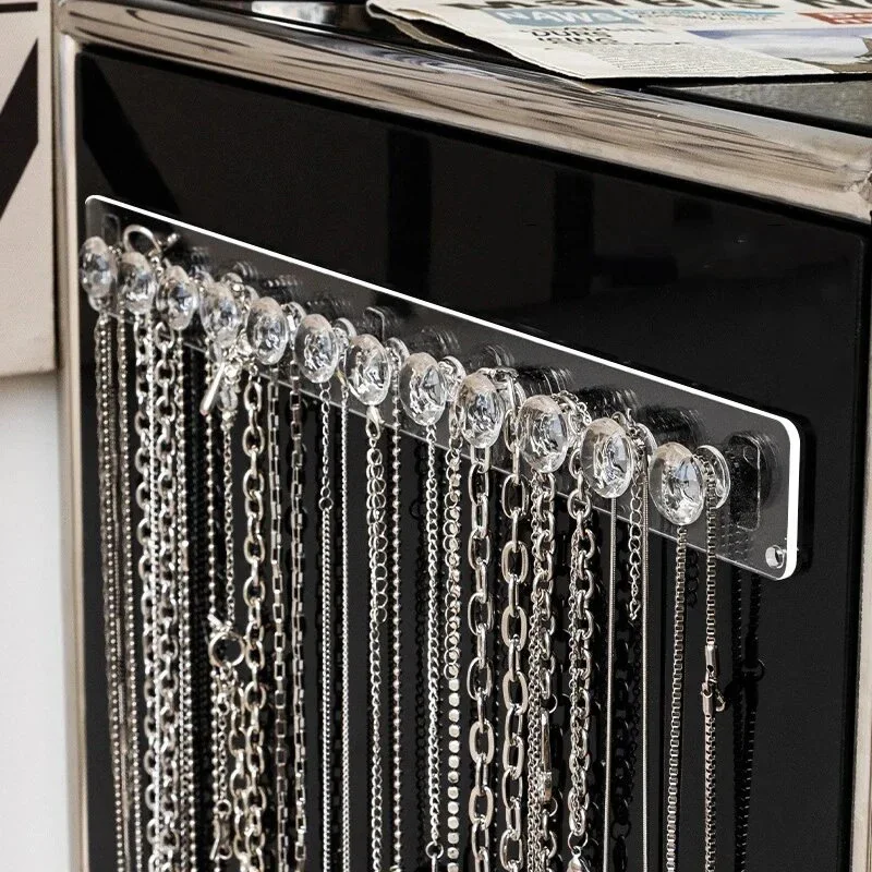 Perchas para collares, soporte acrílico para collares, organizador de joyas montado en la pared, soporte colgante para collares, pulseras y cadenas