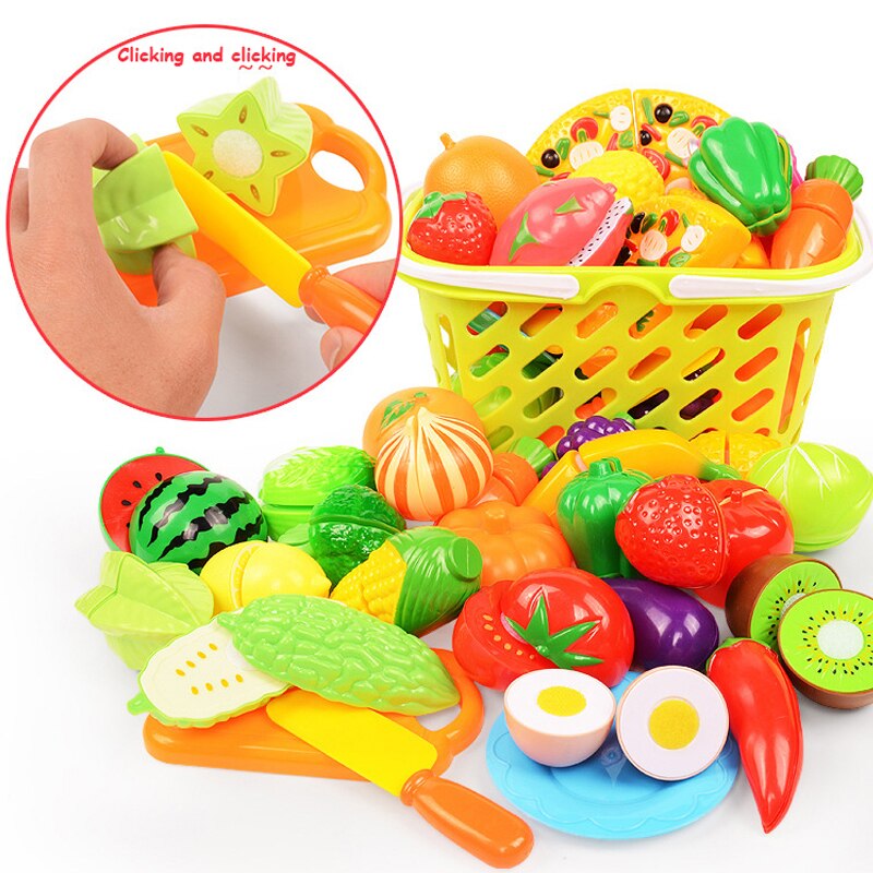 6/10/13/18pcs/20pcs/37pcs/set Housekeeping Toys education toys for baby color random surwish plastic fruit vegetables cut toys