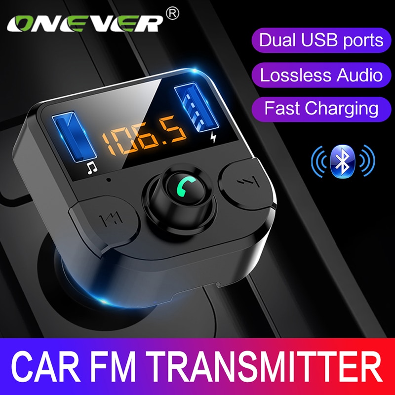 Onever Auto Fm-zender Lcd MP3 Speler Draadloze Bluetooth Ontvangende Auto Kit 3.1A Snelle Usb Handsfree Usb Charger Fm modulator