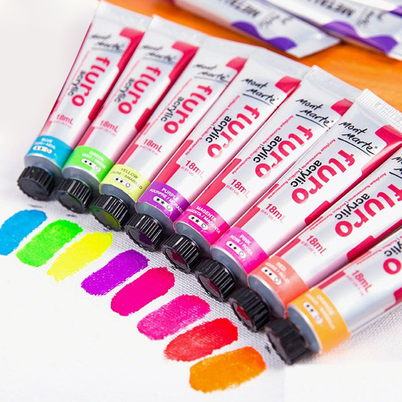 8 farver 18ml akrylmaling sæt kunstner fluorescerende metallisk farve stofmaling til maling af tøj pigment kunstmaling forsyninger