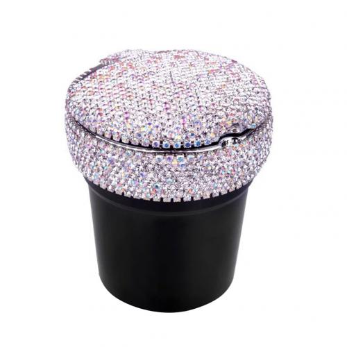 Draagbare auto-asbak met led-lichtjes en bekerhouder met strass-steentjes: Default Title