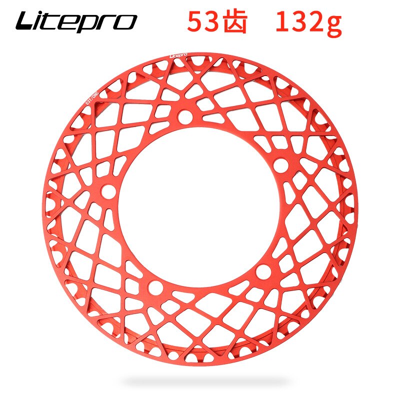 Litepro BMX Folding Bike BCD 130 Spider chainring Tray Chainwheel 53/56/58T Aluminum Alloy Crankset Chainring: 53T red