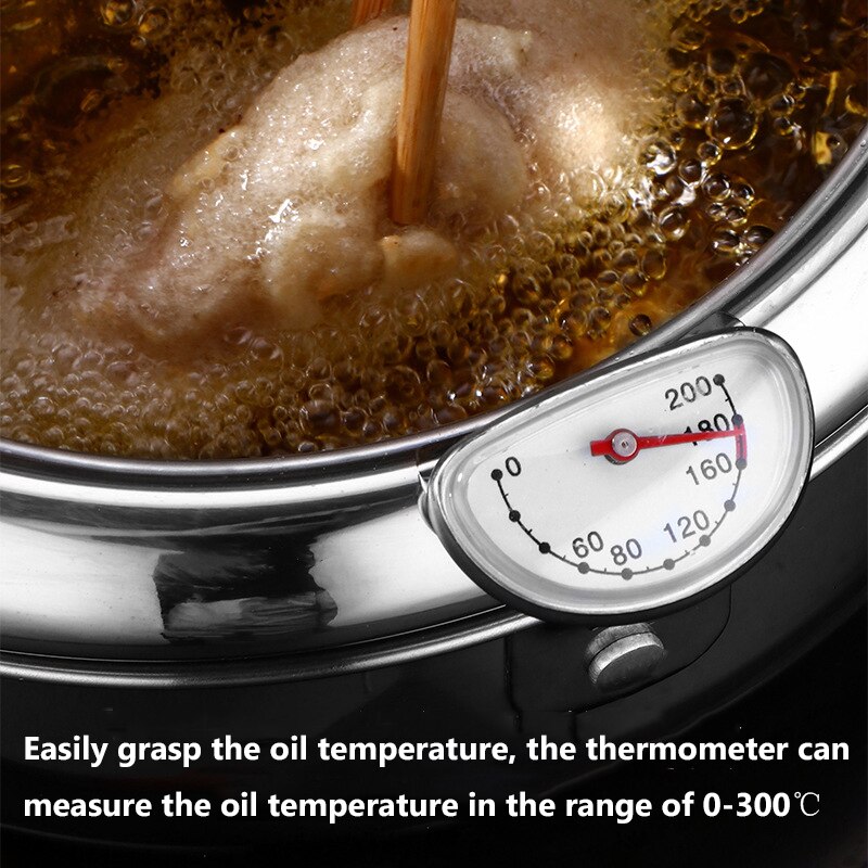 20 24cm pentola giapponese per friggere con termometro e coperchio pentole in acciaio inossidabile pentola per friggitrice Tempura per forniture da cucina domestiche