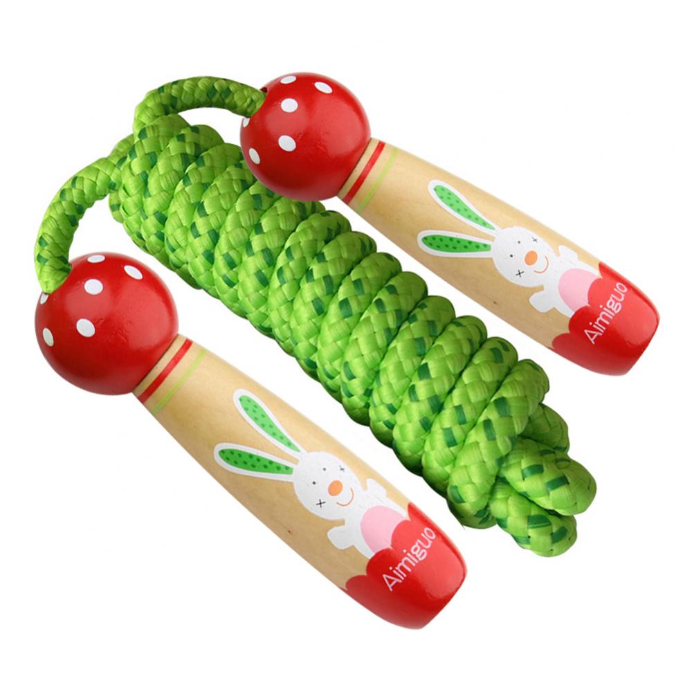 Rope fitness fitness equipment sport bodybuilding children jumping cartoon wooden handle skipping wire accessories: Red