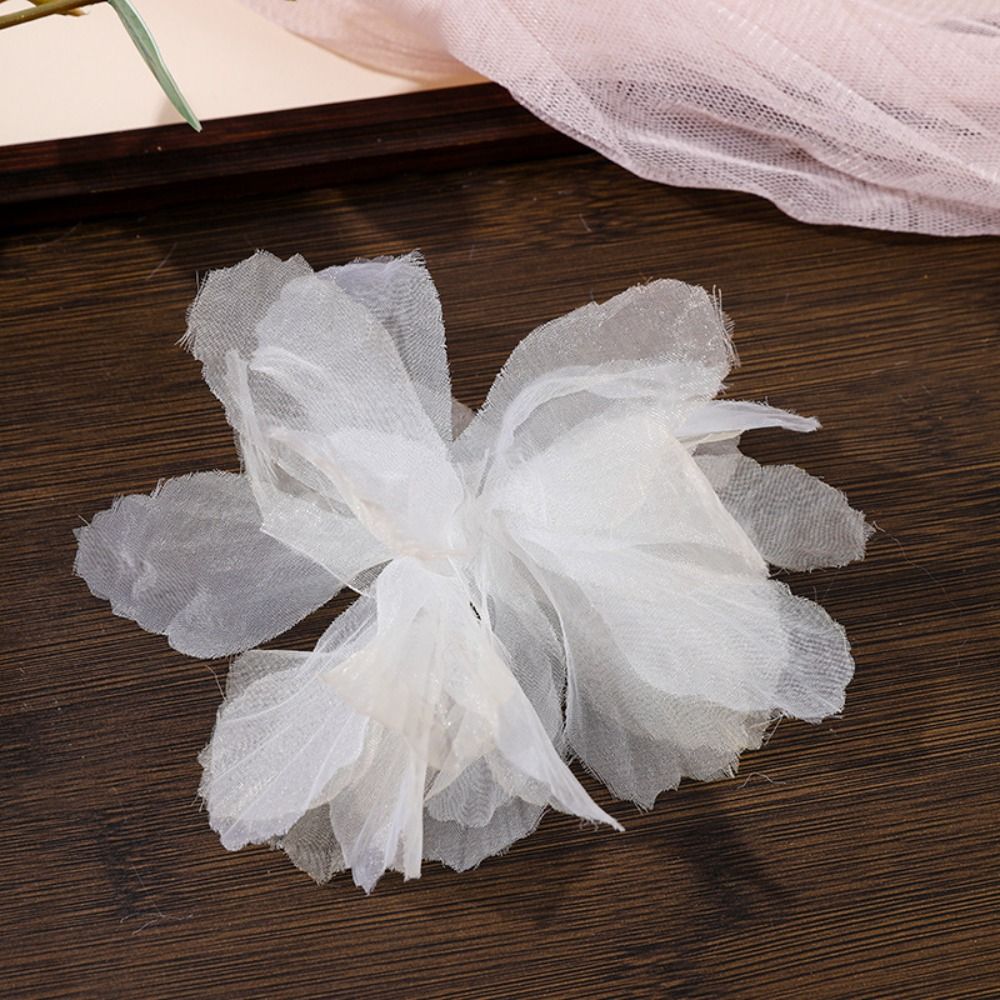 10 Stück künstliche Blumen, 3D-Organza-Blumenapplikationen, Blüzehn, DIY-Bastelarbeiten, Stoffapplikationen, mehrschichtige handgefertigte Stoffapplikationen, Kleiderdekoration: Geschützter Metall