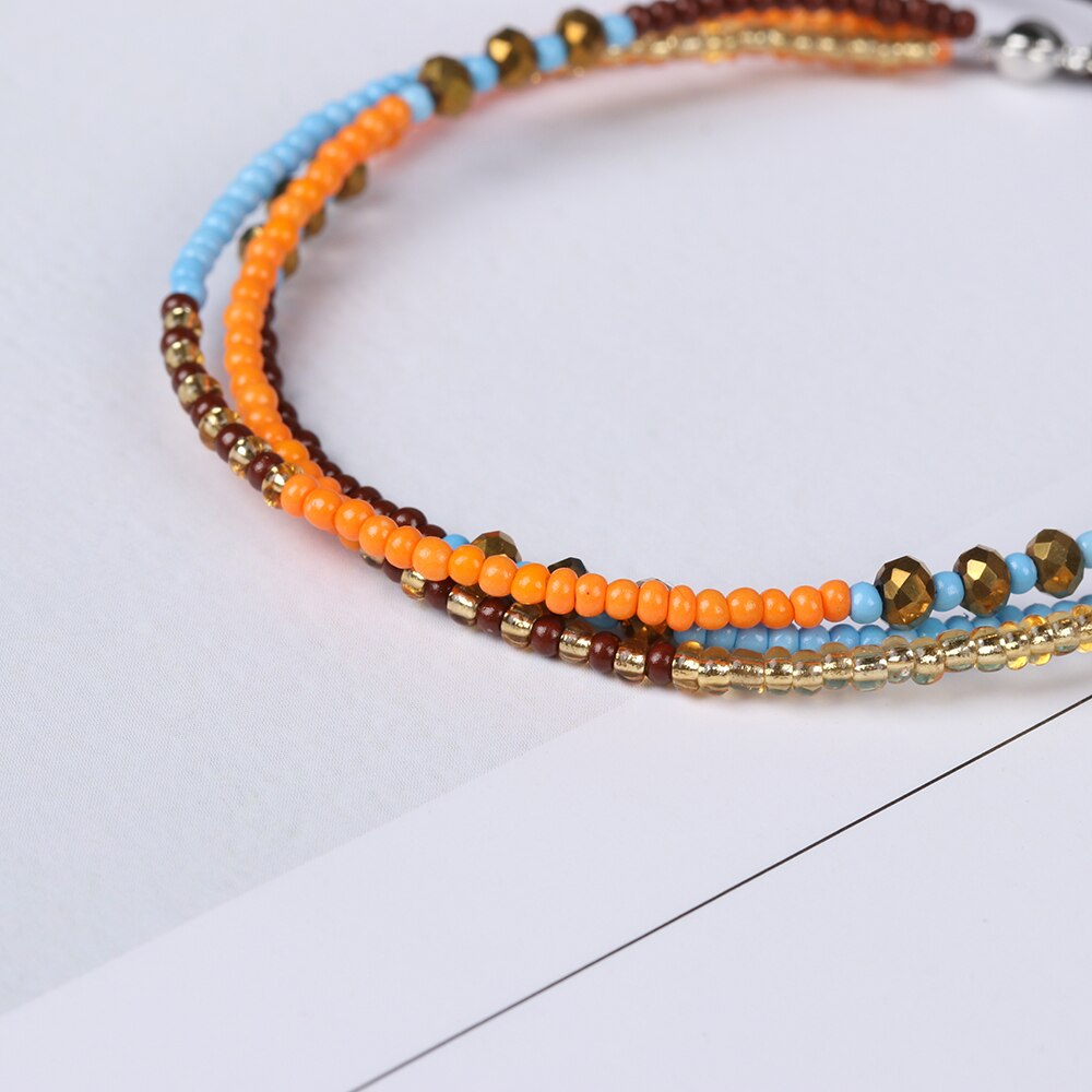 Multi-capa bohemio tejido a mano colorido tejido redondo con cuentas pulsera Retro arroz ajustable cuerda Ethnic Bracele