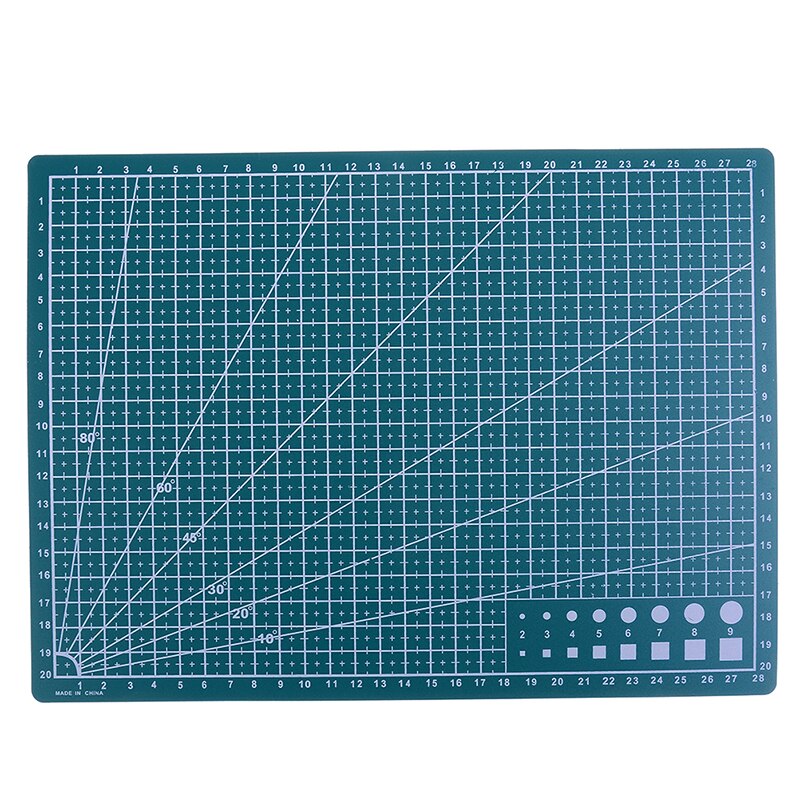 30*22cm A4 Double cutting pad Grid Lines Self Healing Cutting Mat Craft Card Fabric Leather Paper Board: Green