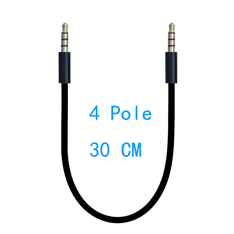 Universele Ipod AUX 4-polige haakse 3,5 mm mannelijk naar mannelijk stereo audio korte kabel 20 cm 30 cm: Blauw