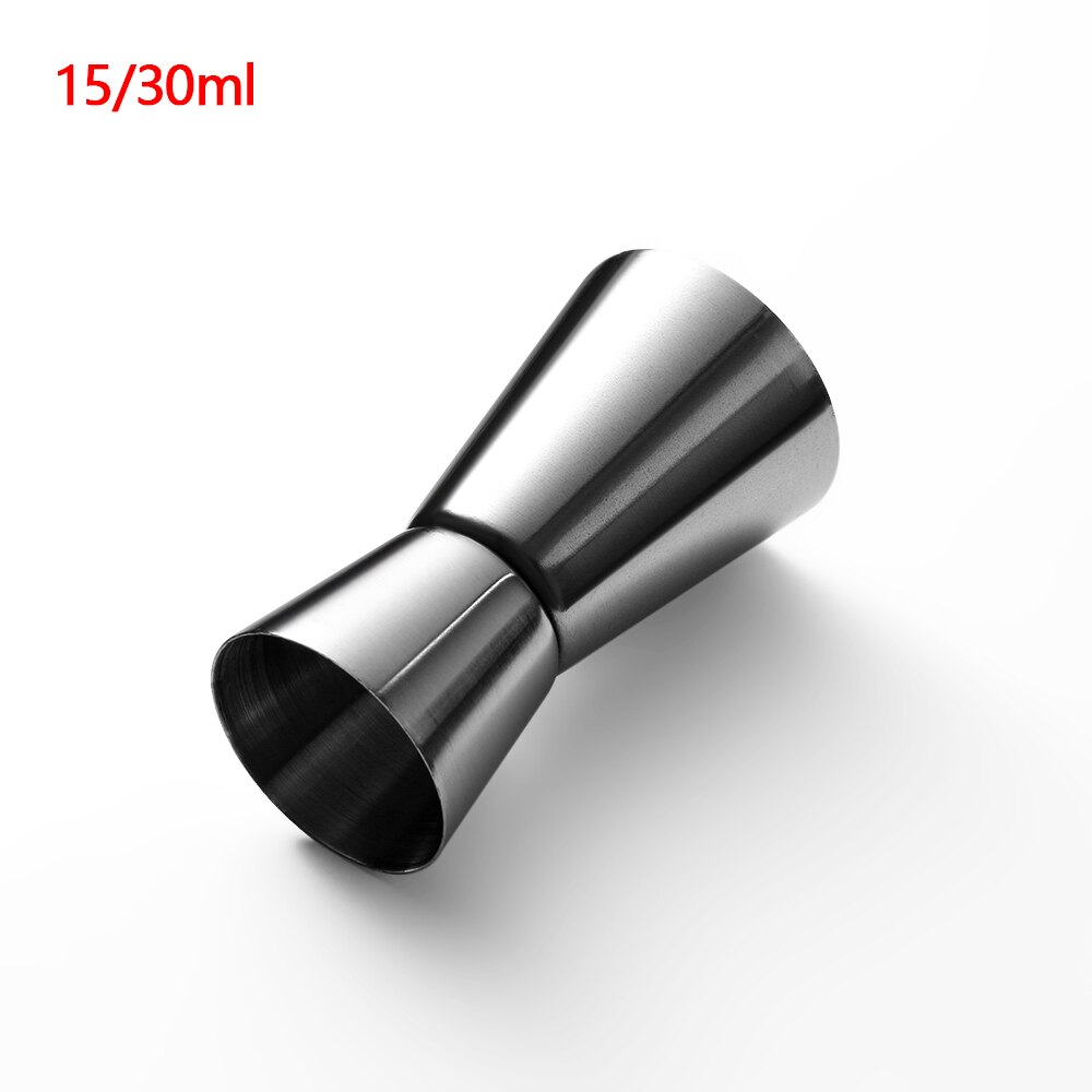 15/30ml 25/50ml Dual Shot Stainless Steel Cocktail Shaker Measure Cup Drink Spirit Measure Jigger Kitchen Bar Tools: 15 and 30ml