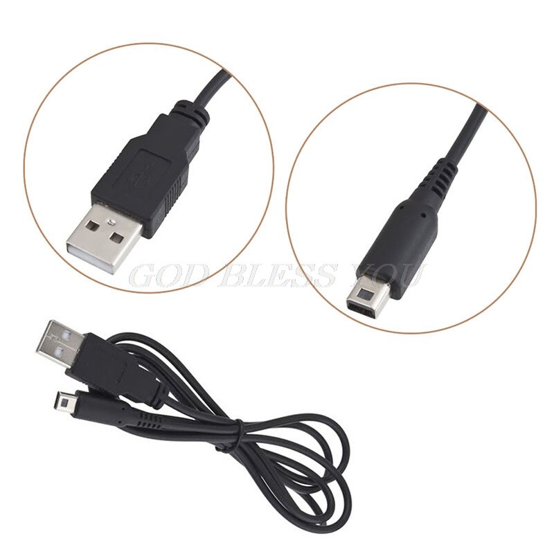 Sort 1.2m usb strømlader ladekabel for nintendo 3ds dsi ndsi xl