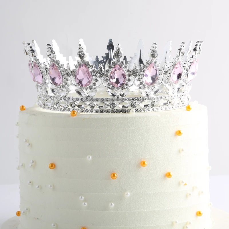 Corona de cristal para pastel de de cumpleaños de Gril, decoraciones para pastel, rojo, rosa, plateado, dorado: Verde oliva