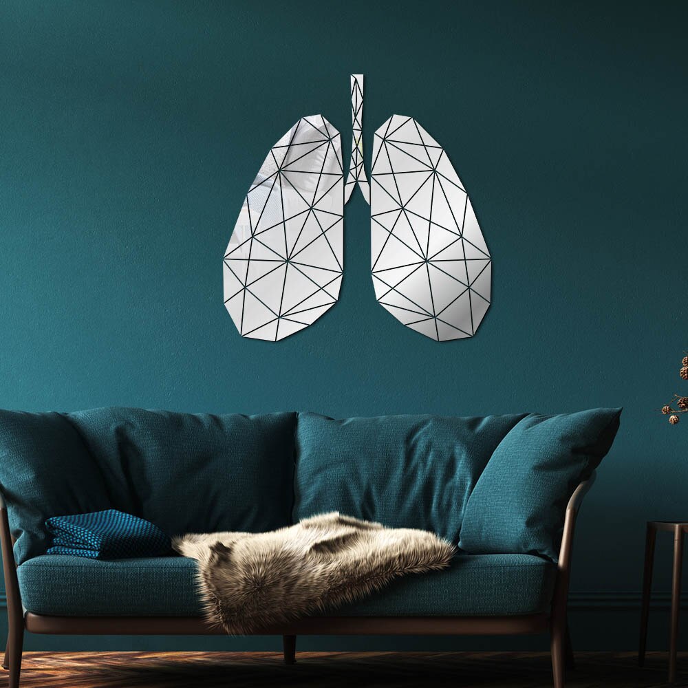 Lung Anatomy Acrylic Mirror Wall Art Sticker Alveolar Respiratory System Mirrored Wall Decal Respiratory Therapist Home Decor