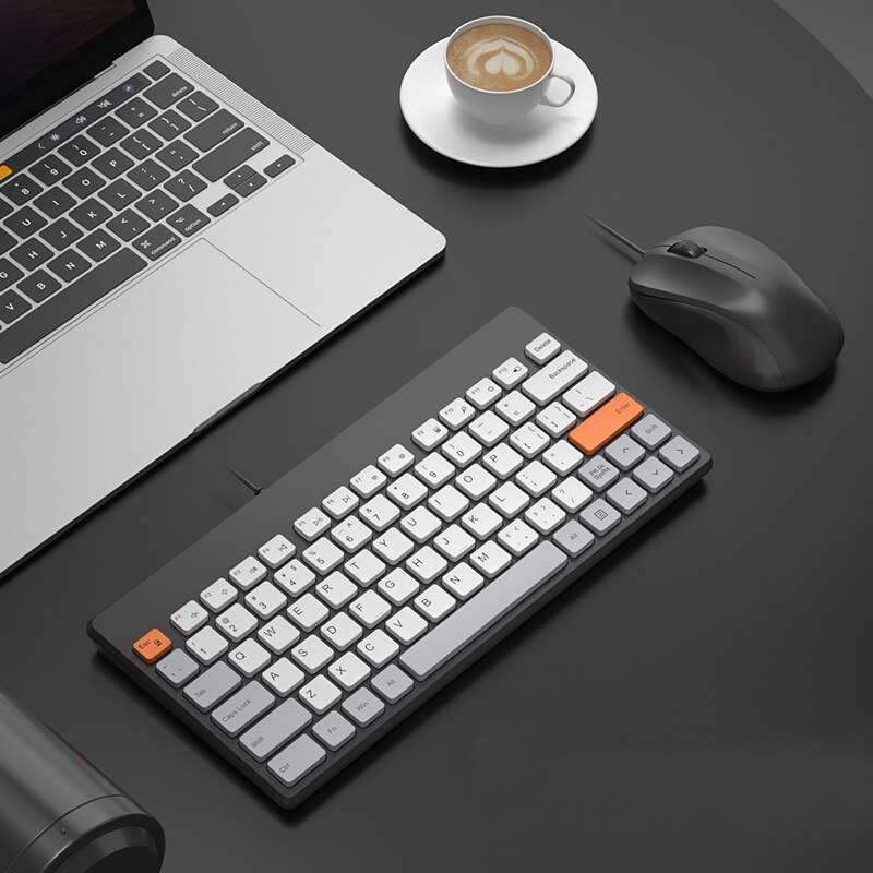 Conjunto de teclado y ratón con cable USB para Macbook, Xiaomi Mini, ratón mágico, Combo silencioso para ordenador portátil: Grey Set