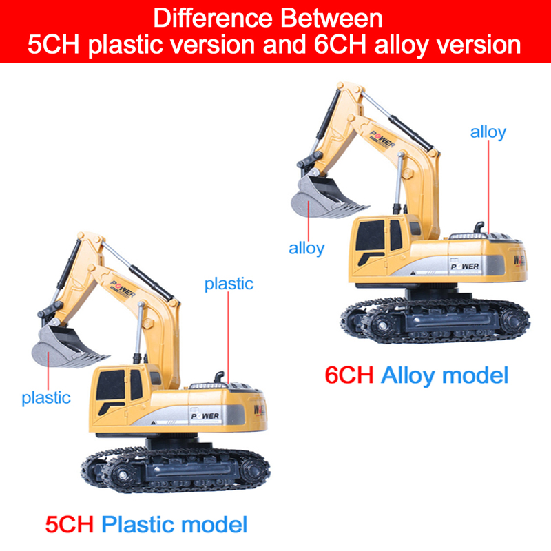 Engineering 2.4Ghz 6 Channel Car 1:24 RC Excavator Toy Alloy And Plastic Excavator 6CH And 5CH RTR For Kids Christmas