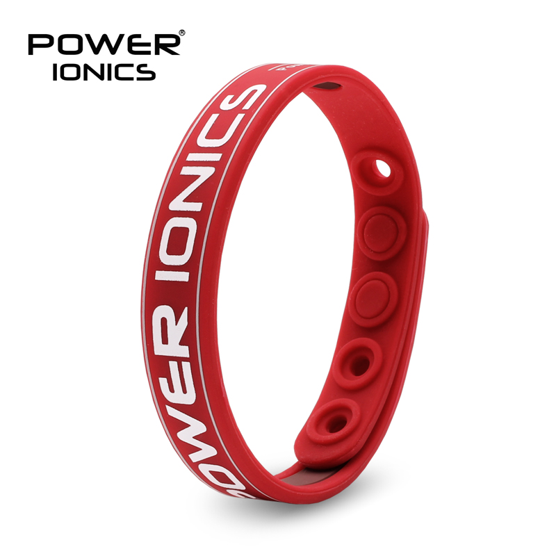 Power ionics antifatigue power fitness sport silikone ioner balance turmalin germanium charms armbånd armbånd armbånd: Rød