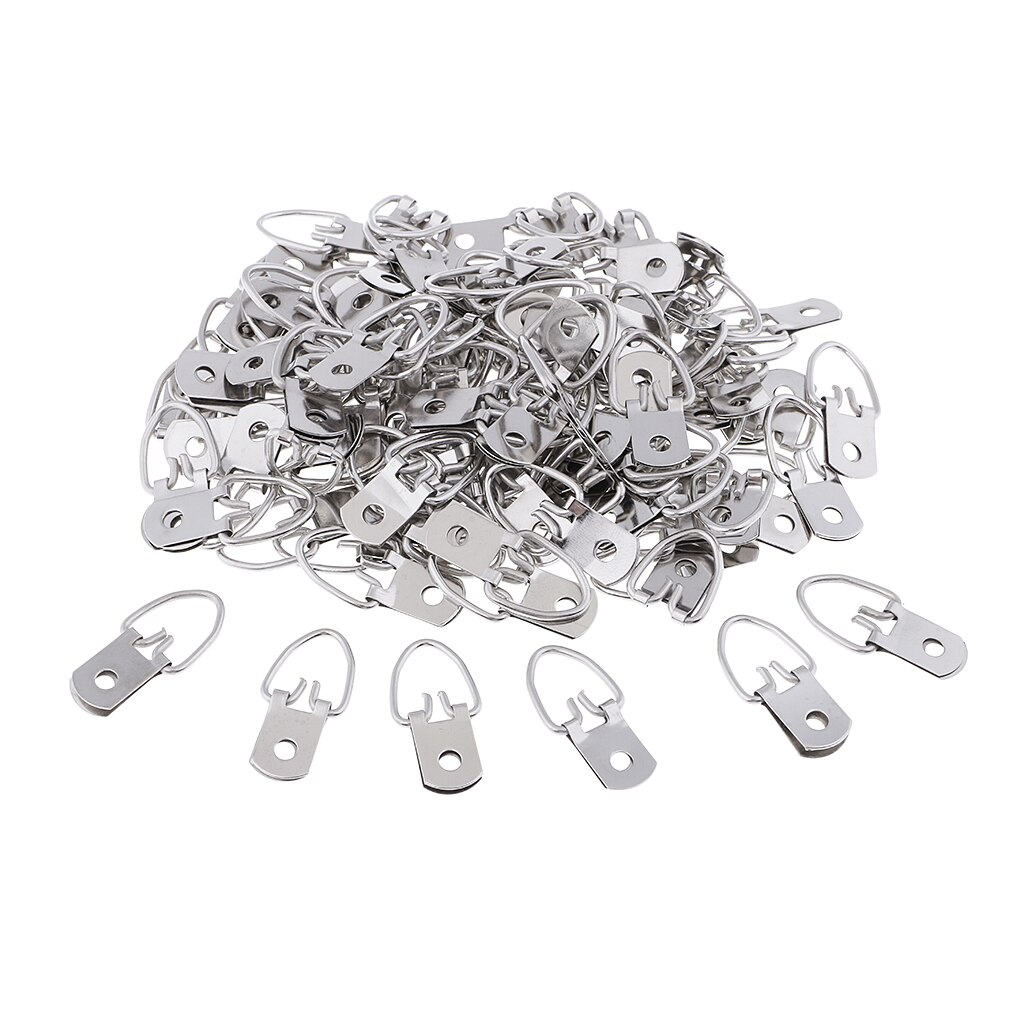 100Pcs Heavy Duty D Ring Picture Hangers Single Hole Photo Frame Hangers