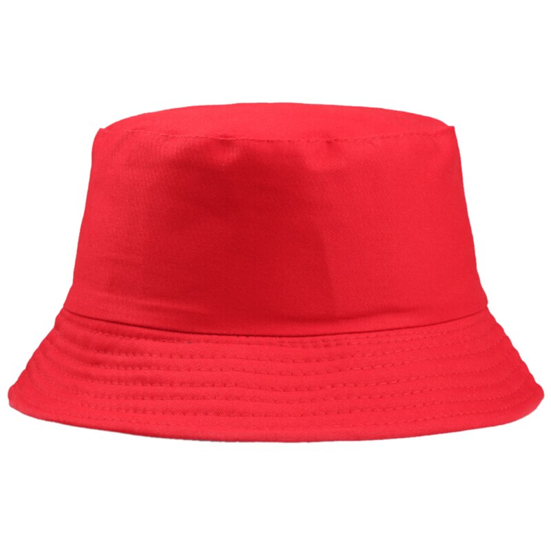 1 pièces couleur bonbon seau chapeaux femmes hommes noir blanc Panama seau chapeau homme femme Hip Hop crème solaire pêche pêcheur chapeau: red