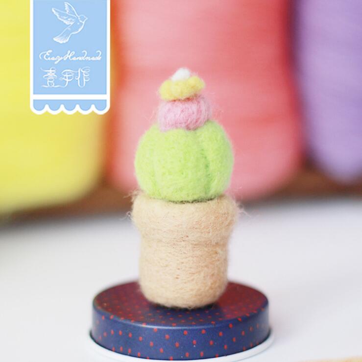 An ebullient succulent plant wool needlepoint kit wool felt needle felting keychain craft needlecraft DIY handmade: Z