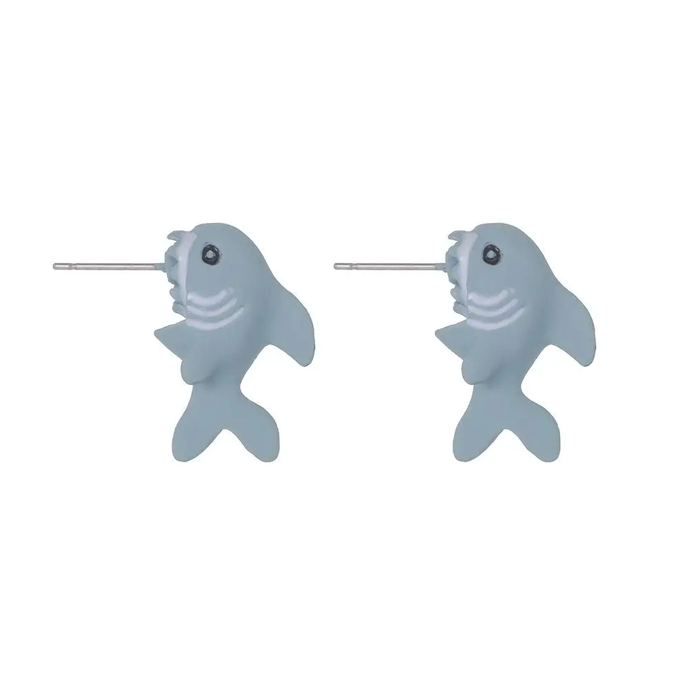 Boucles d'oreilles en forme d'animal de dessin animé pour femmes, 2 pièces/1 paire, mignon dinosaure petit chien baleine, morsure d'argile, bijoux d'oreille, amusants à la: Zinc bleu plaqué