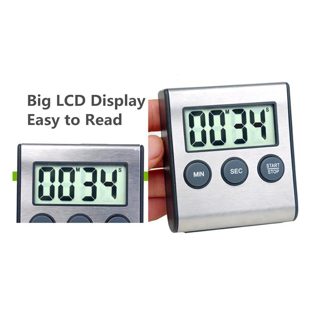 Kitchen Countdown Timer Multifunctional LCD Digital Screen Stopwatch Cooking Baking Alarm Reminder Magnet Clock with Stand
