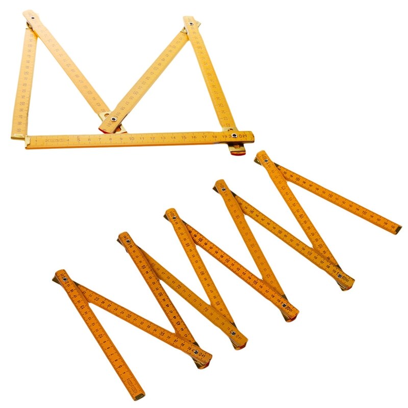 2Pcs Portable Carpenter Wooden Folding Ruler 200cm/79Inch & 100cm/39Inch