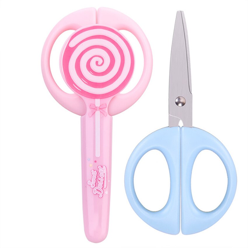 1pcs Mini Kids Scissors Cute Lollipop Shaped Safety Scissor Stainless Steel Student Scissors Cutting Stationery School Supplies