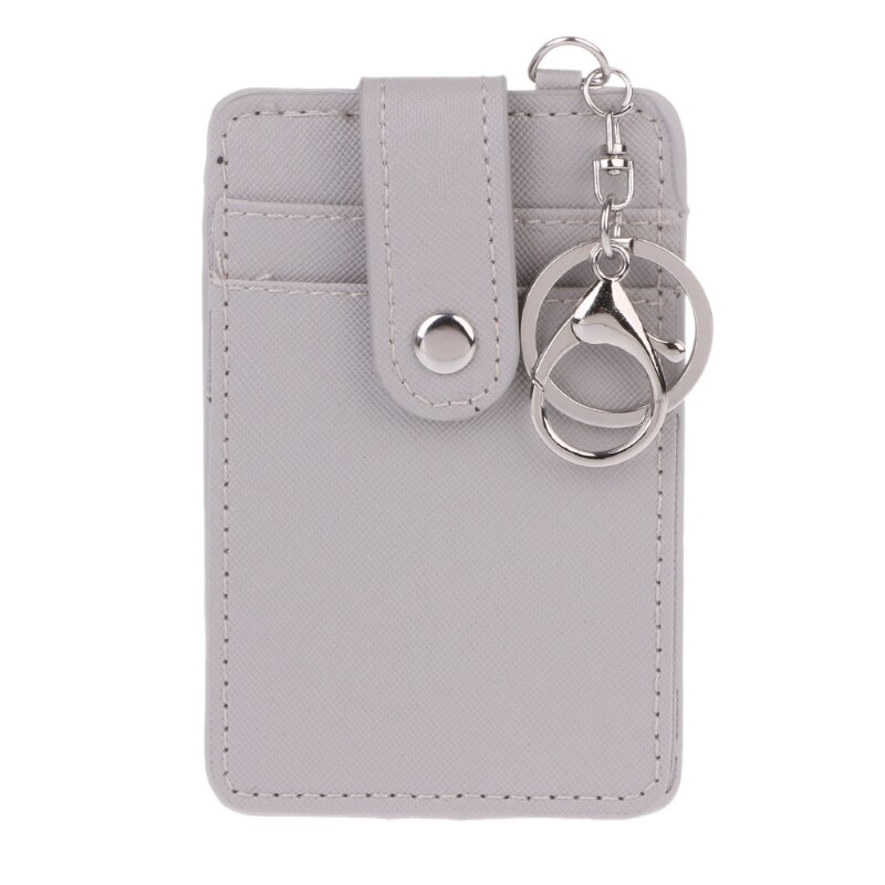 Unisex Colors Portable ID Card Holder Bus Cards Cover Case Office Work Key Chain Key ring Tool: GY