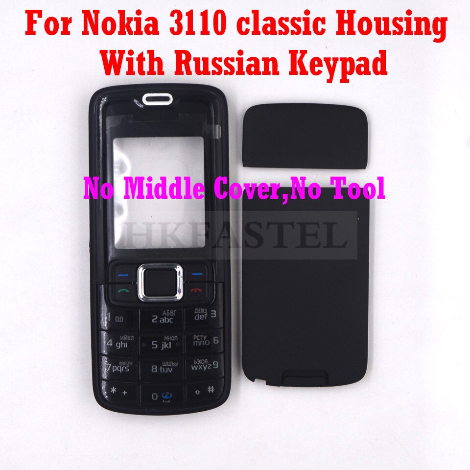 HKFASTEL Cover For Nokia 3110c 3110 Classic 3109c 3109 Mobile Phone Full Housing with Keypad Case Tool: 3110C Russian