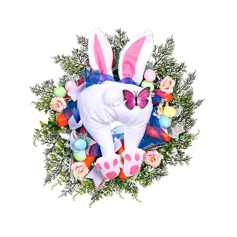 Easter Decoration Bunny Garland Easter Rabbit Wreath Front Door Decorations Craft Supplies Cartoon Bunny Shaped Ornament