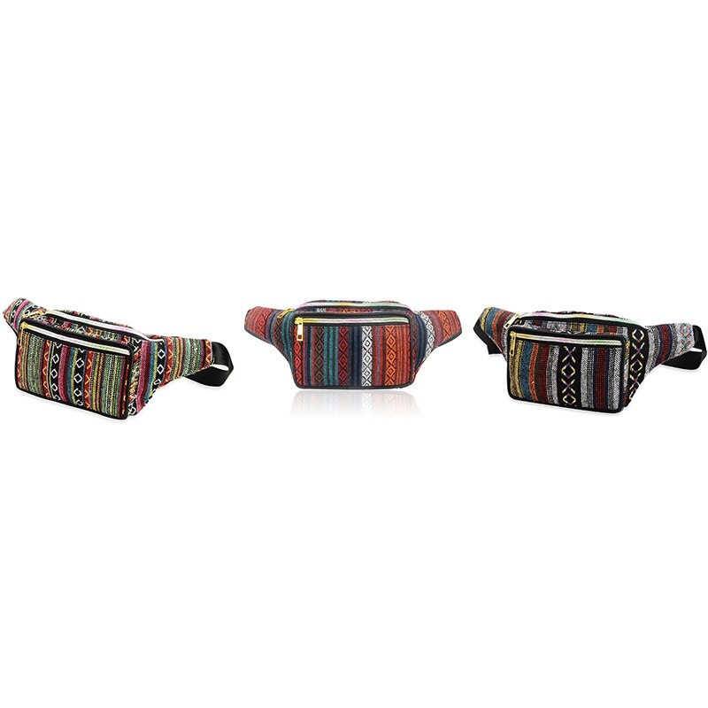 Kf-kvinner etnisk fanny pack retro vintage rumpe vesker reise fotturer midje belte veske fanny pack for kvinner midje bag