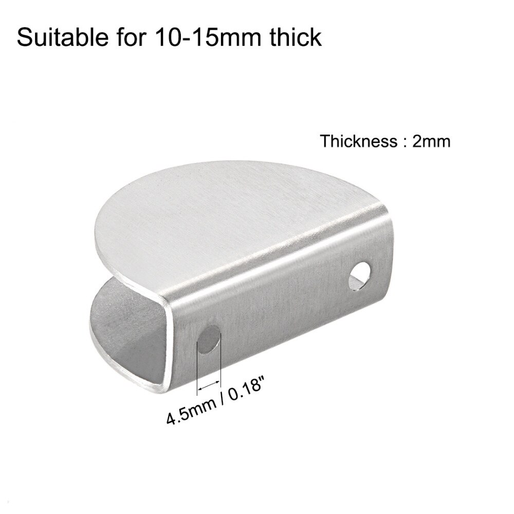 Uxcell 4pcs Stainless Steel Glass Shelf Brackets Adjustable Glass Clamp Clip Holder Half Round for 10mm-15mm thickness