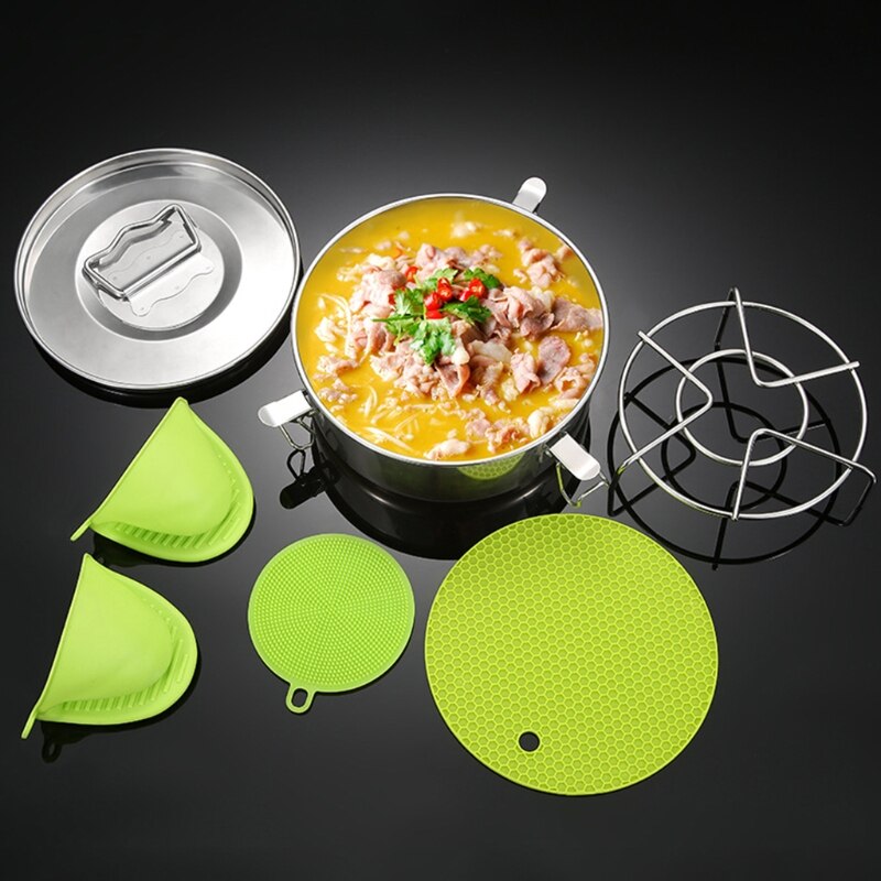 Vaporera de comida redonda multifuncional con tapa, juego de rejilla humeante para cocina, utensilios de cocina, práctico vapor