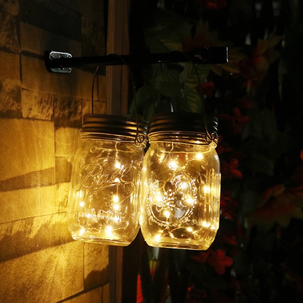 20 led fe lys solcelle til murer krukke låg indsats farve skiftende have indretning julelys udendørs bryllup indretning