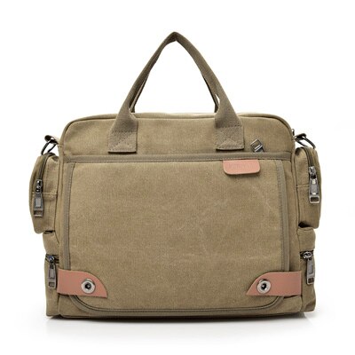 Neue Männer Umhängetasche Männlichen Leinwand Schulter Bote Taschen Mann Handtaschen für Reise lässig Große Schulranzen Grau khaki: Kakifarbig