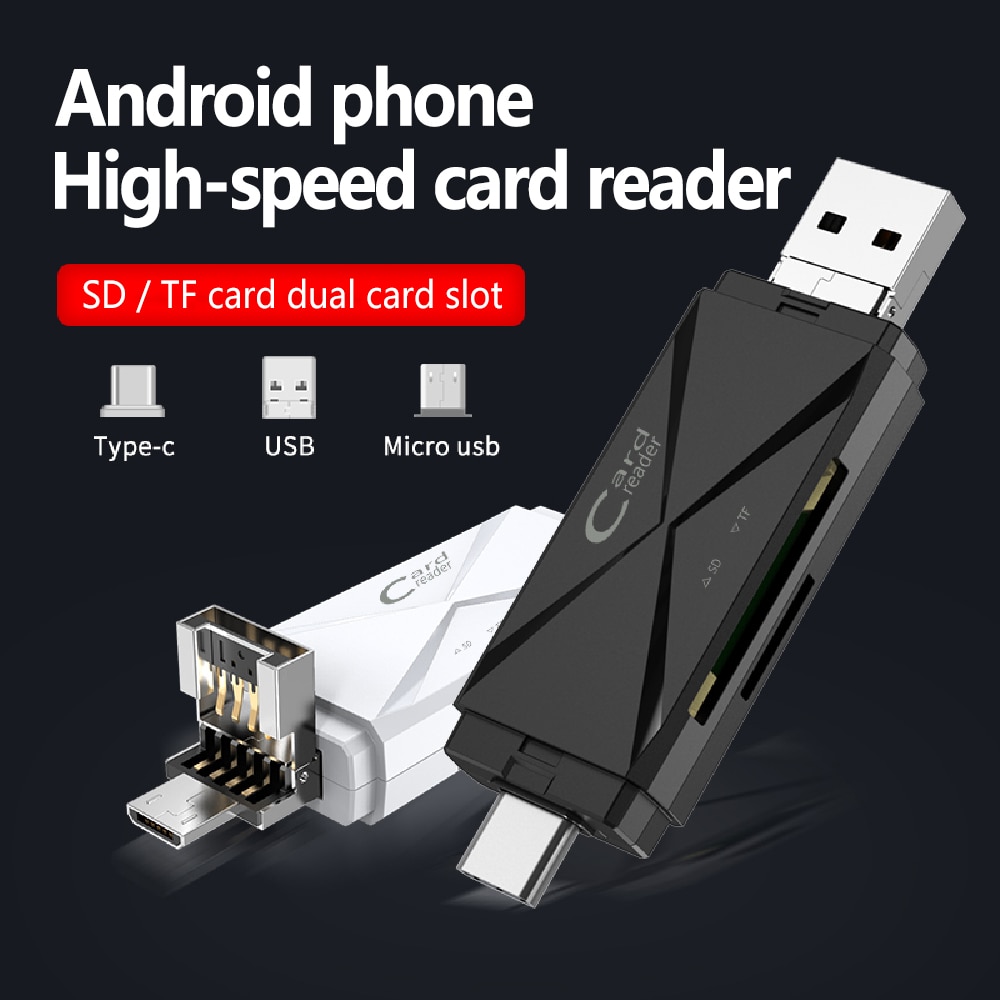 Sd-kortlæser usb 2.0 micro usb type c kortlæser lector sd hukommelseskortlæser til micro sd tf usb type-c kortlæser