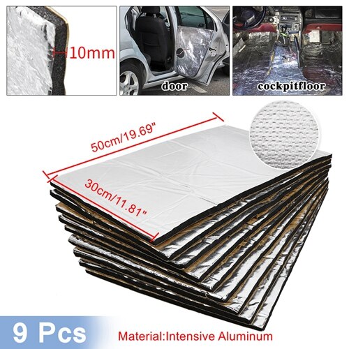 9 stuks /12 stuks 50cm*30cm geluidsdemper warmte-isolatiemat auto bus geluidsisolatie dempende isolatie motorkap isolatie: 9 stuks aluminiumoxide