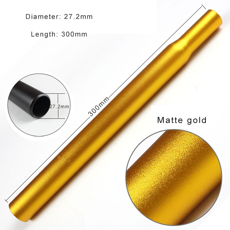 25.4/27.2Mm Mountain Mtb Bike Zadelpen Aluminium Zadelpen Lange Vaste Gea 350 450Mm Krimpbare Zadel fiets Accessoires: Gold 300MM