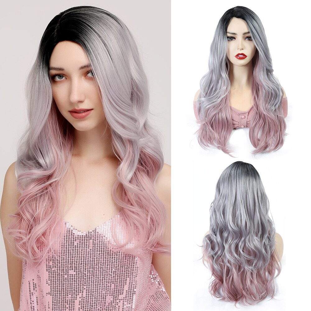 Peluca de pelo sintético de 20 "para mujer, Peluca de color negro, Gris, Morado, rizada, estilo Cosplay, X-TRESS: R3222