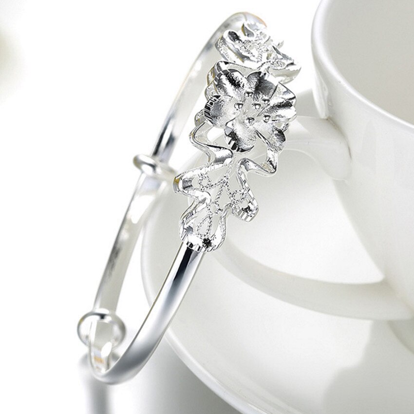 NEHZY S999 Stamp silver woman bracelet flowers opening bow bracelet lovely female jewelry