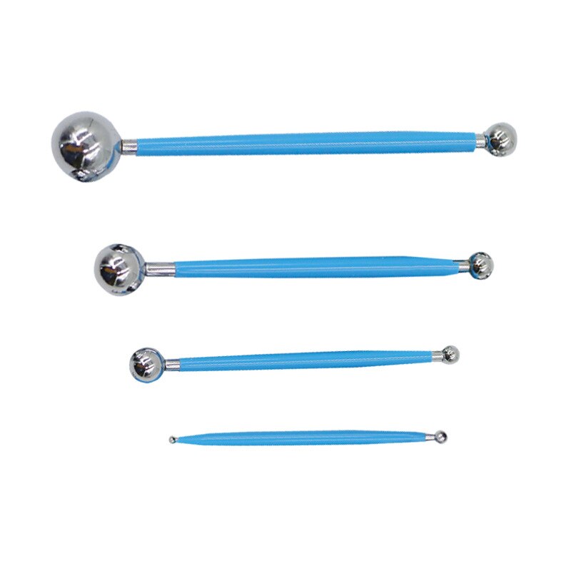 4 Piece Set Double Headed Modelling Stainless Steel Spherical Carving Tools Kit Polymer Clay Shaping Stick Decorative Accessary: Default Title