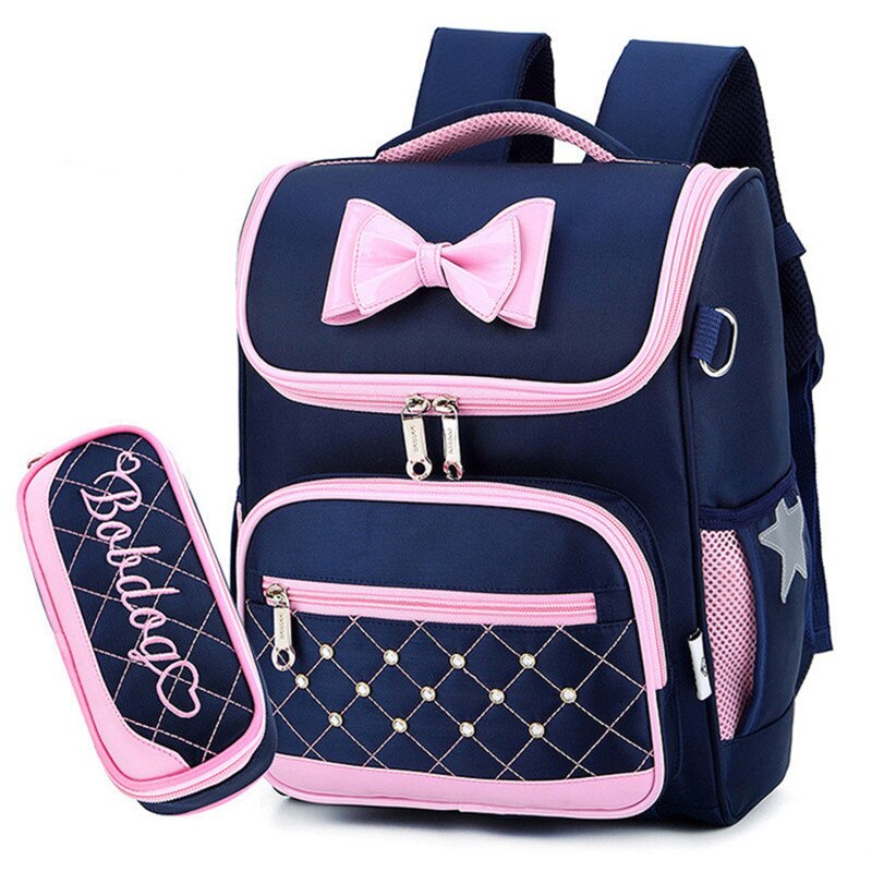 Cute Bow Princess Backpack School Backpacks for Girls Kids Satchel School Bags For Kindergarten Mochila Escolar Rucksacks: Large dark blue